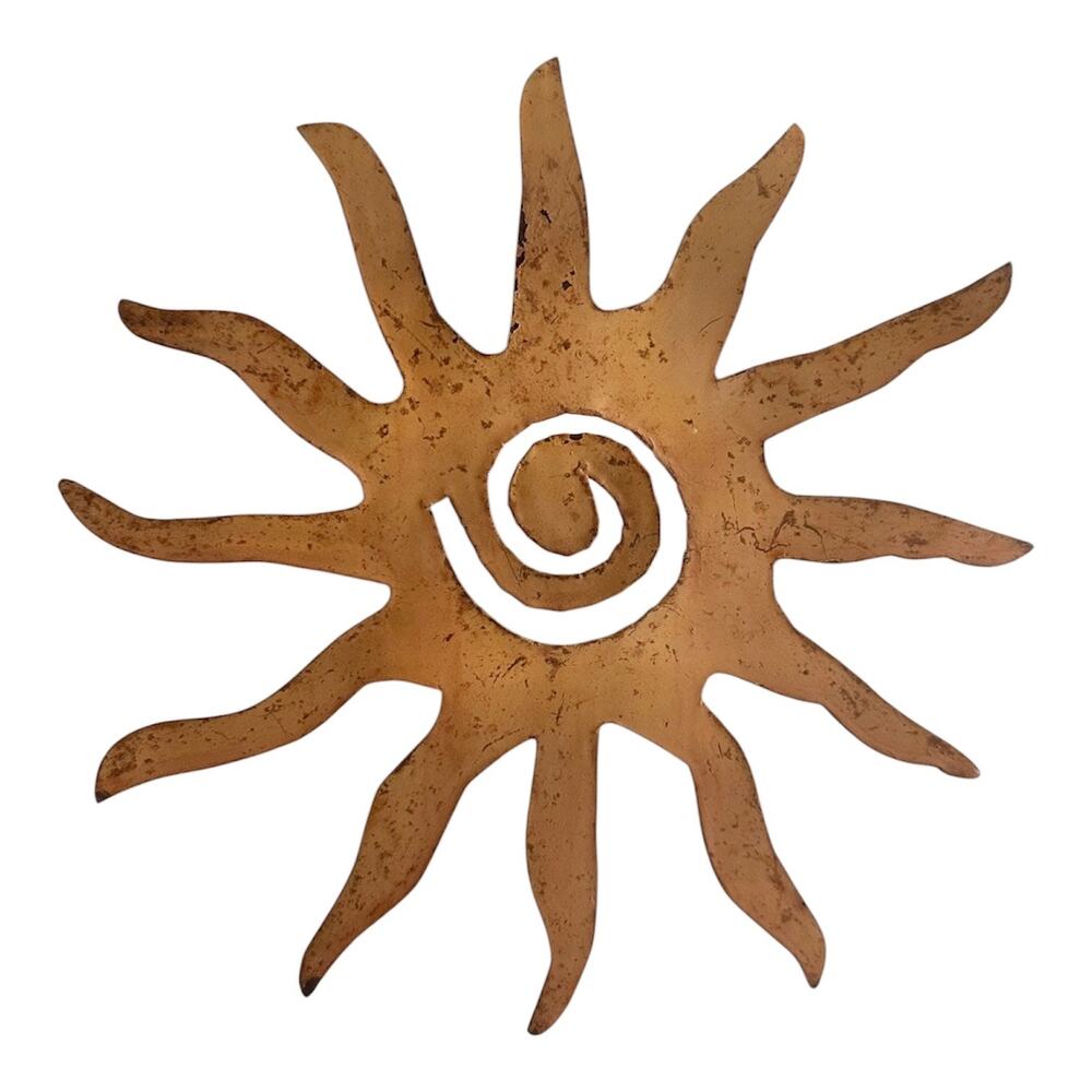 Metal Sun wall hanging decor hippie southwest gold yellow western rustic unique